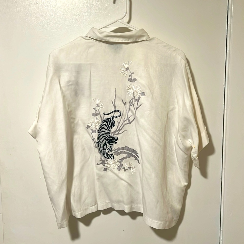 Embroidered Asian inspired button down by Topshop